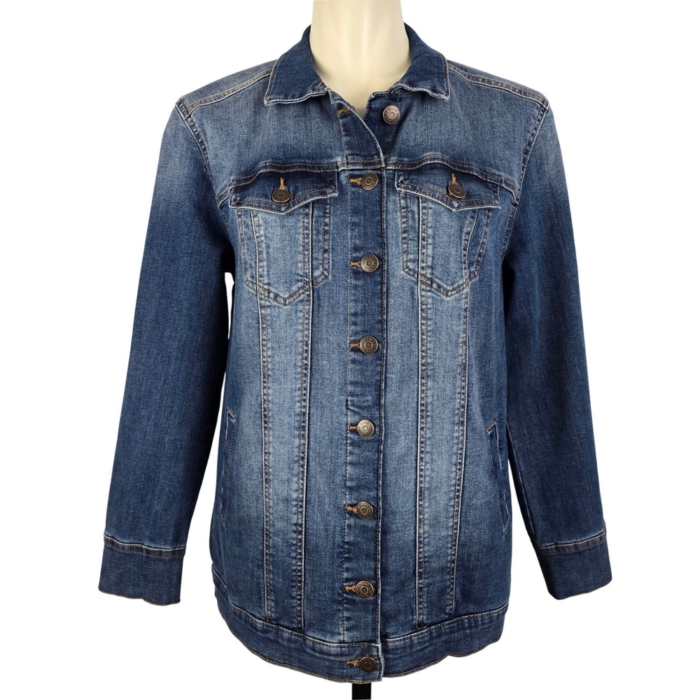 NWT Cleo Women's Blue Classic Stretch Denim Jacket Jean Coat Button Up Small